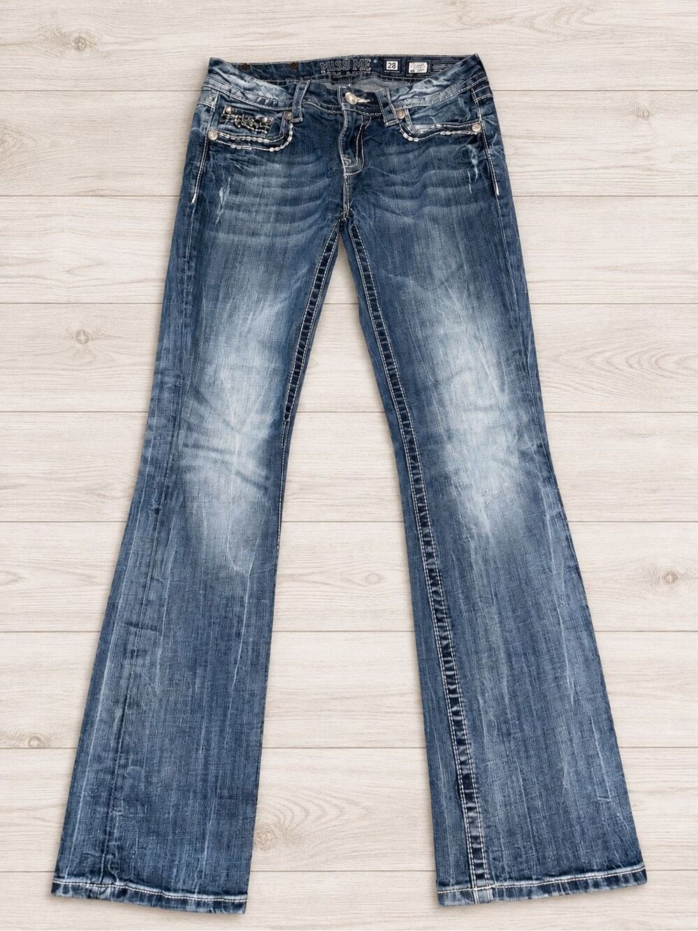 Miss Me Easy Boot Jeans Women’s 28 Embellished Rhinestone Bootcut Y2K Western